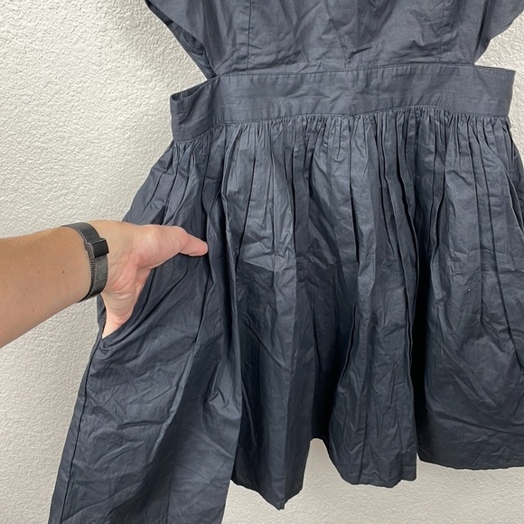 New French Connection Adelade Organic Poplin Cut Out Mini Dress Black - Picture 7 of 16